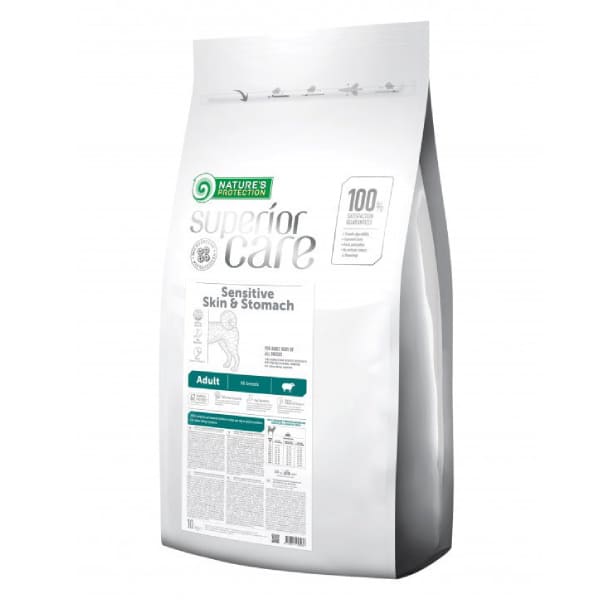 NATURE`S PROTECTION SUPERIOR DOG ALL SENSITIVE SKIN STOMACH suņu barība Jērs 10kg